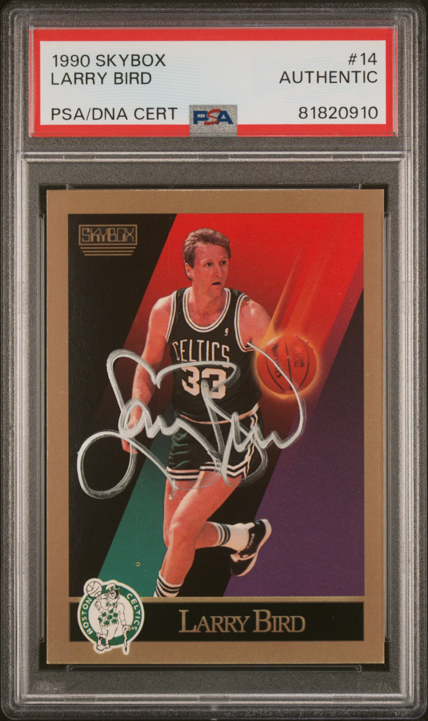 Larry Bird 1990 Skybox Signed Basketball Card #14 Auto PSA 81820910