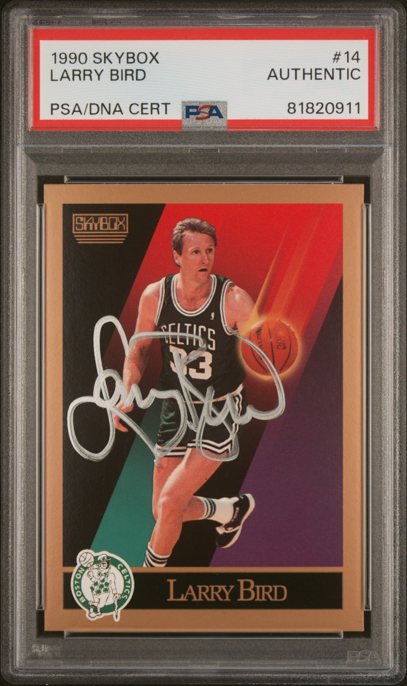 Larry Bird 1990 Skybox Signed Basketball Card #14 Auto PSA 81820911