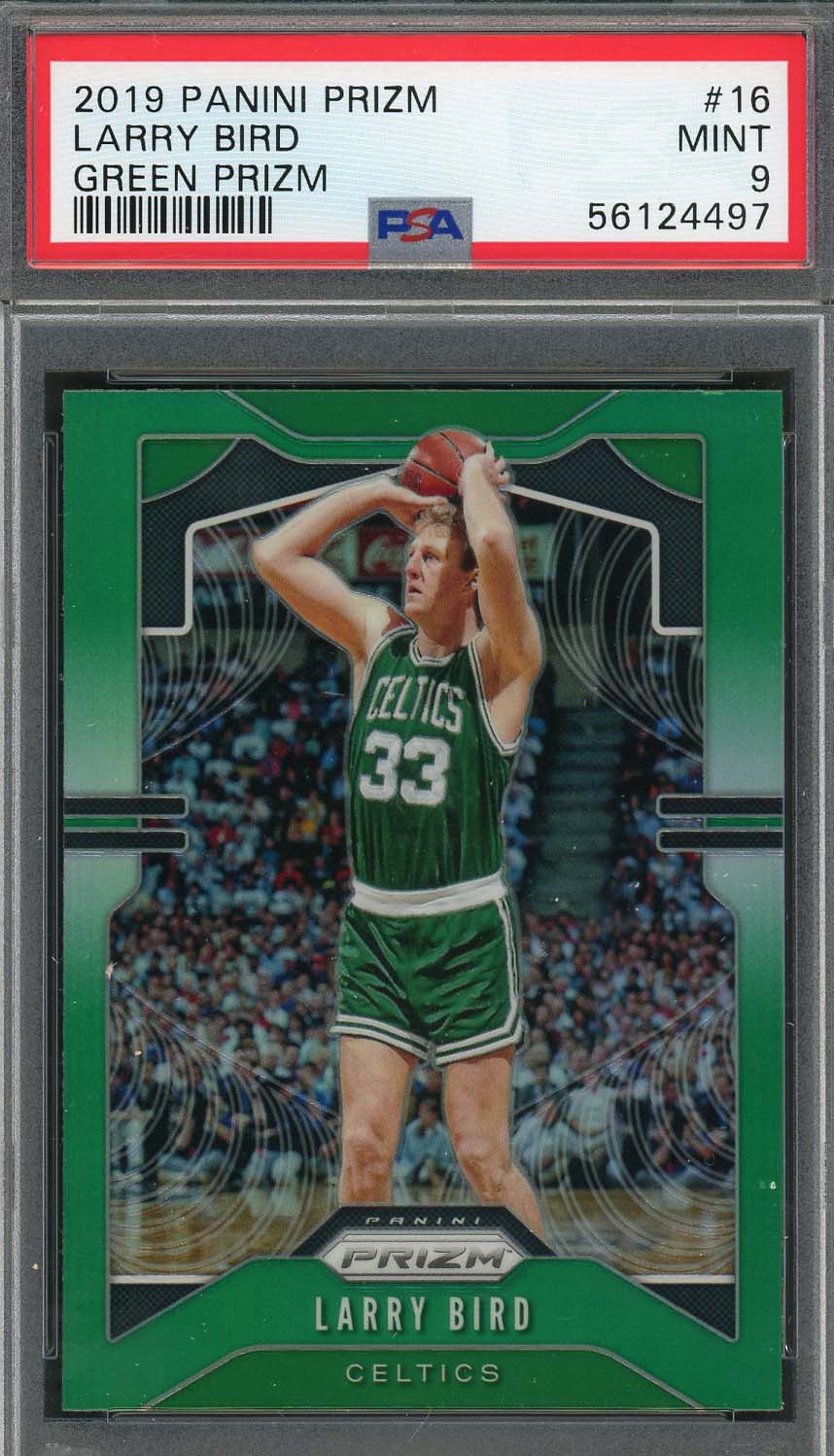Larry Bird 2019 Panini Green Prizm Basketball Card #16 Graded PSA 9 Larry Bird 2019 Panini Green Prizm Basketball Card #16 Graded PSA 9