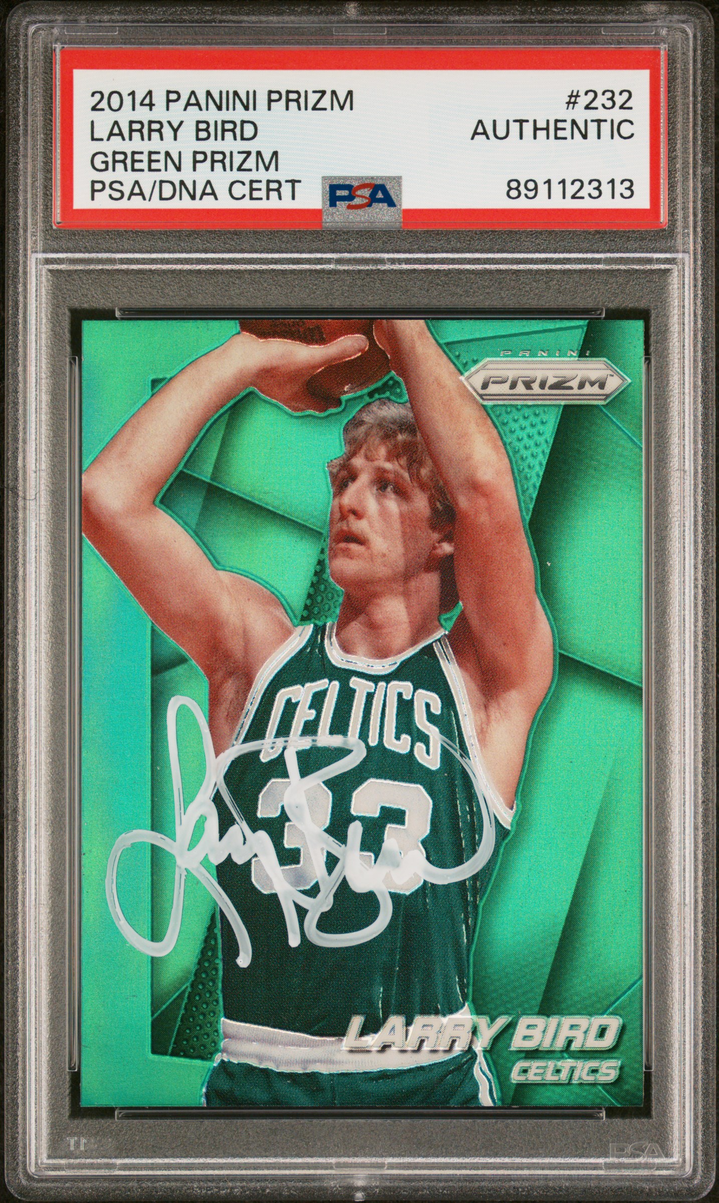 Larry Bird 2014 Panini Green Prizm Signed Basketball Card #232 Auto PSA 86112313