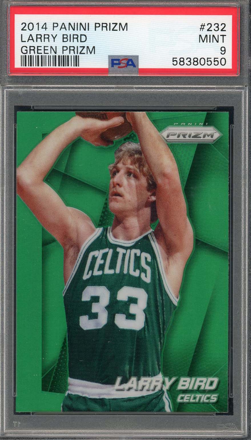 Larry Bird 2014 Panini Green Prizm Basketball Card #232 Graded PSA 9