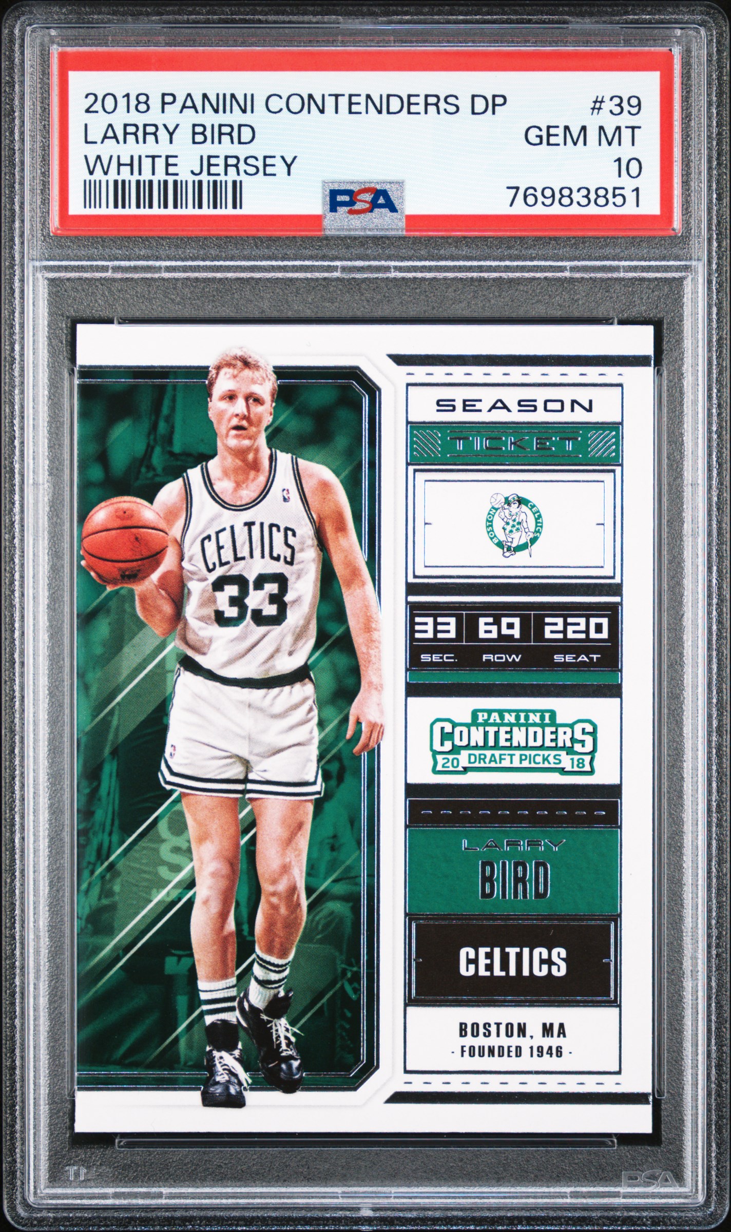 Larry Bird 2018 Panini Contenders DP Basketball White Jersey Card #39 PSA 10