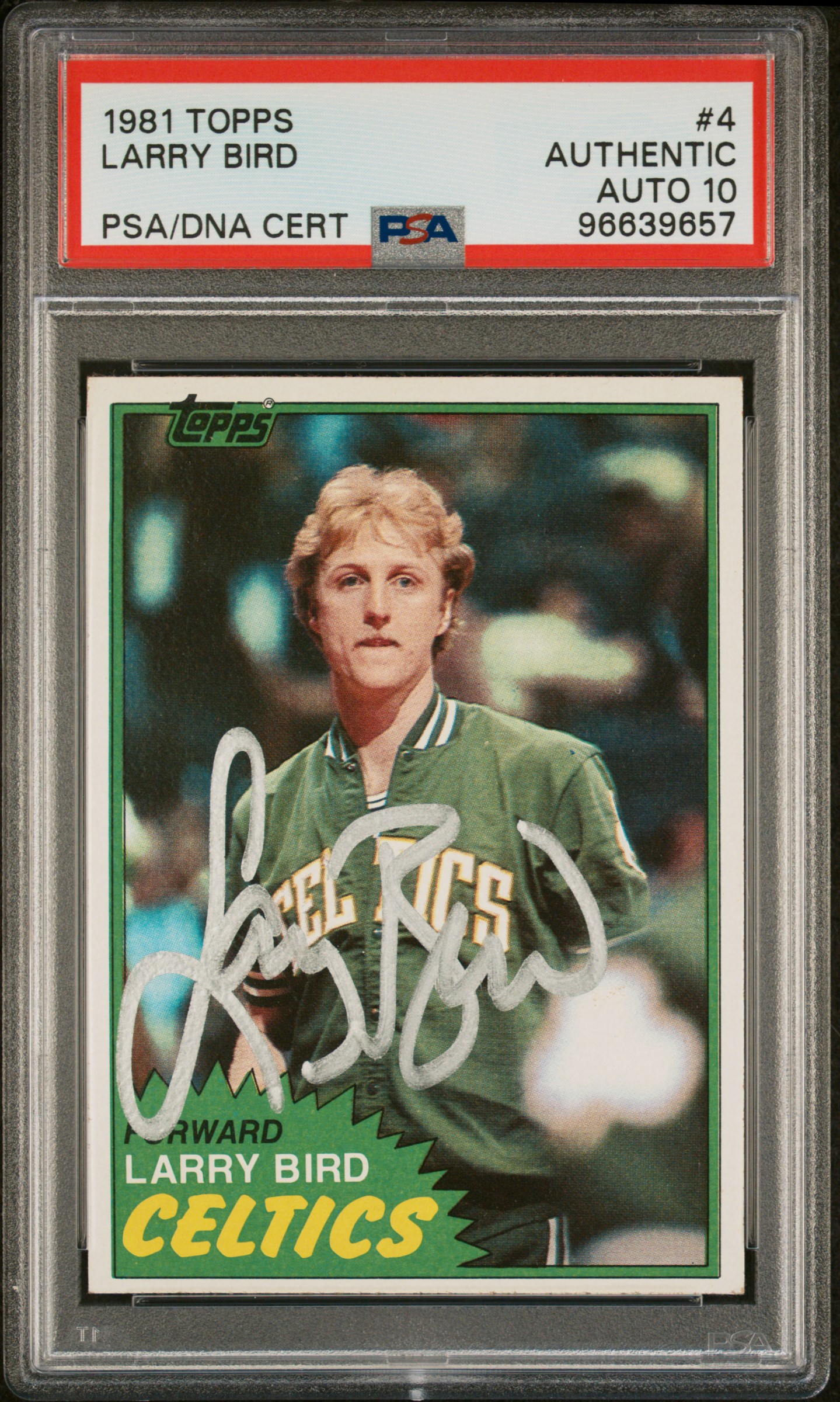 Larry Bird 1981 Topps Signed Basketball Card #4 Auto Graded PSA 10 96639657
