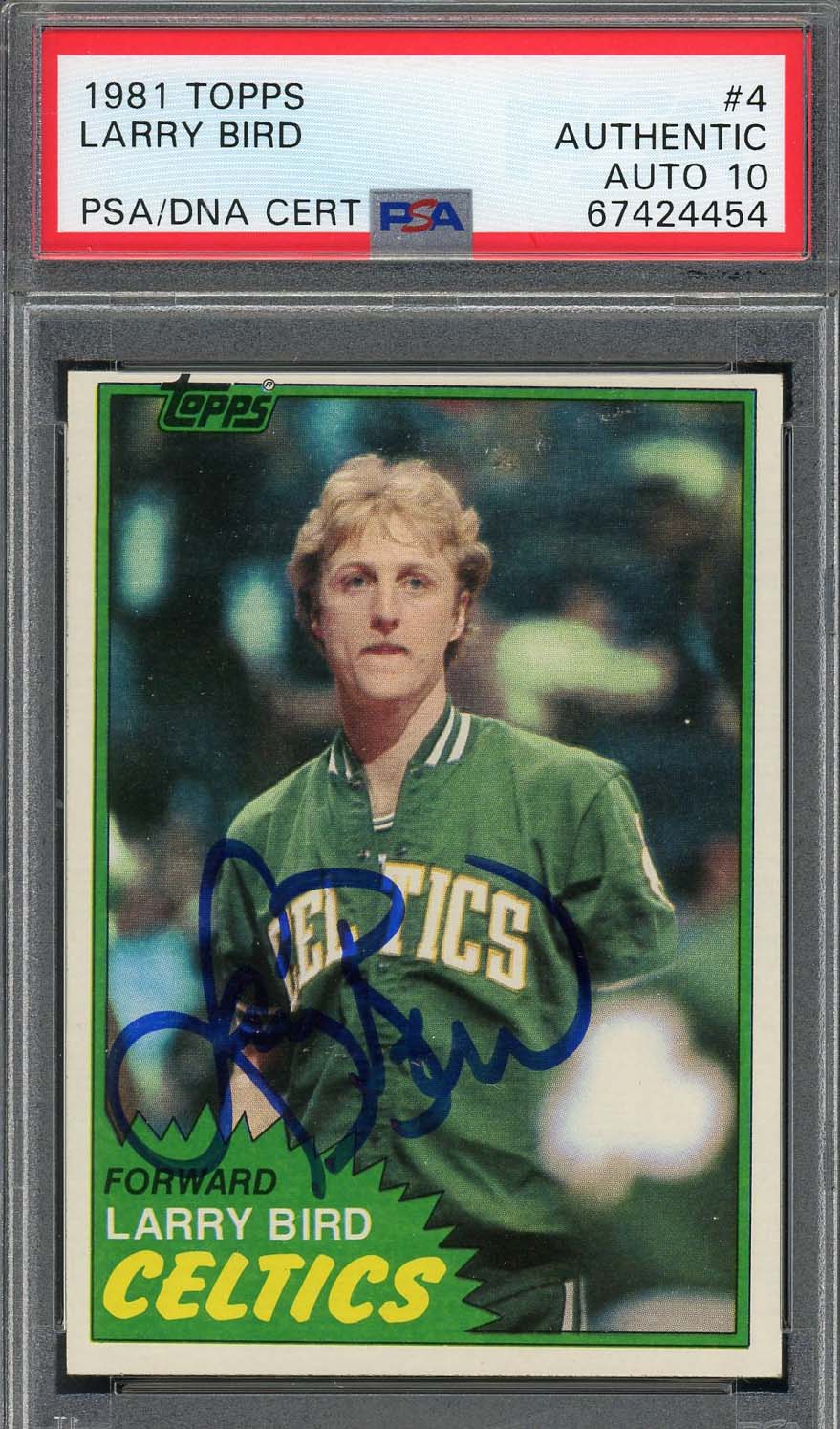 Larry Bird Autographed 1981 Topps Signed Basketball Card #4 Auto PSA 10 67424454