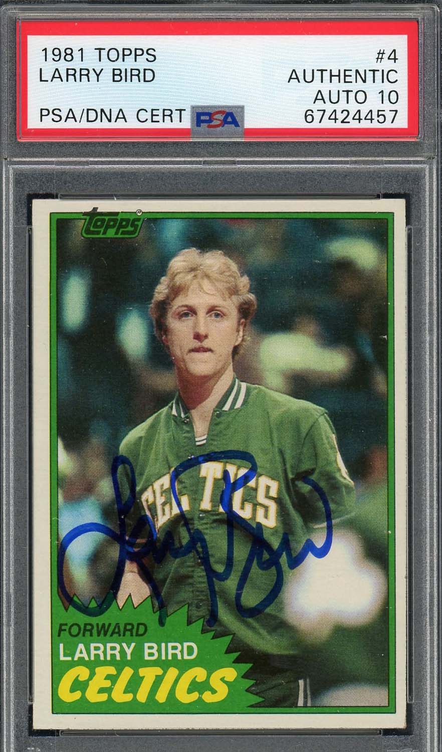 Larry Bird Autographed 1981 Topps Signed Basketball Card #4 Auto PSA 10 67424457