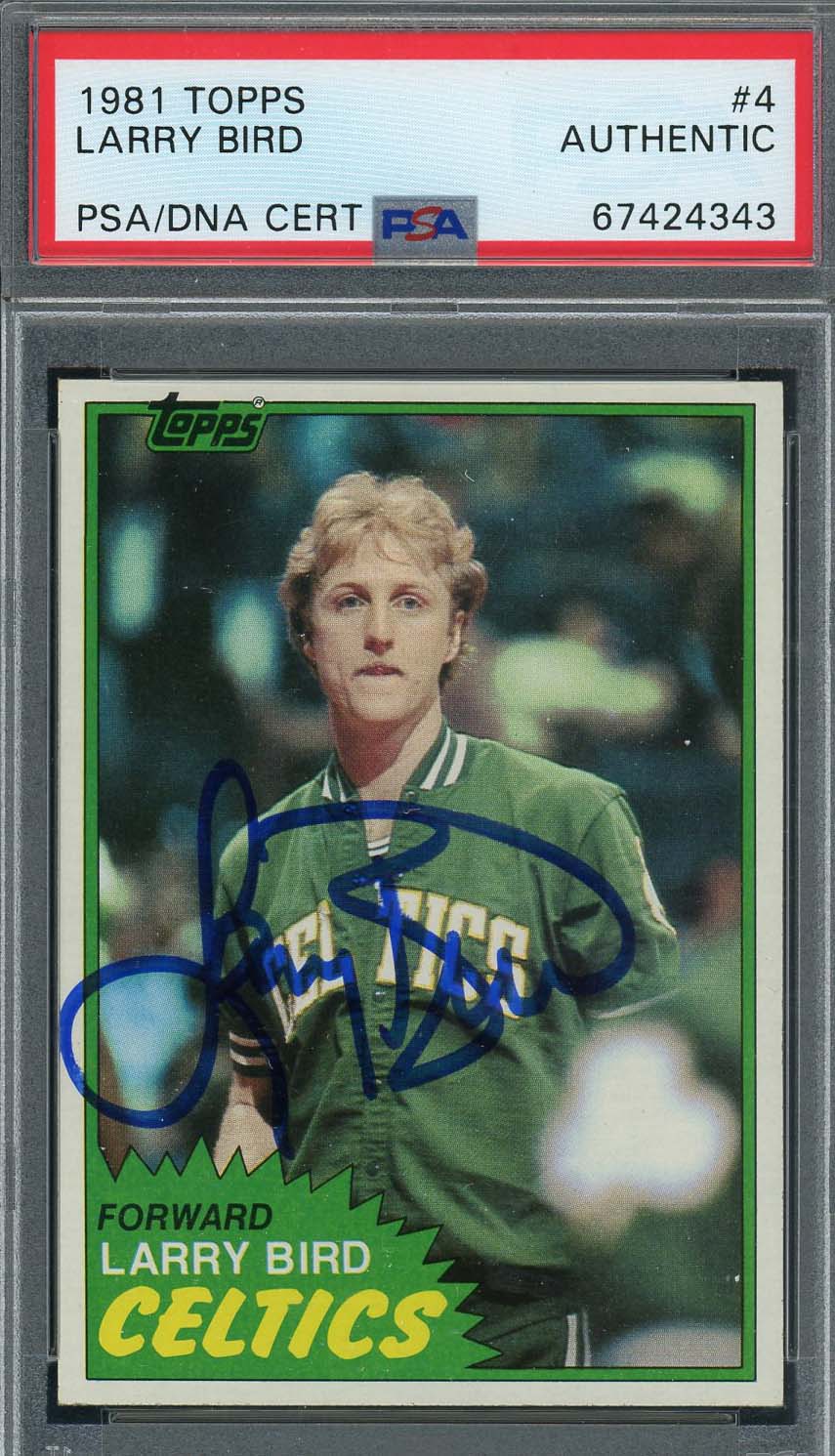 Larry Bird Autographed 1981 Topps Signed Basketball Card #4 Auto PSA 67424343 Larry Bird Autographed 1981 Topps Signed Basketball Card #4 Auto PSA 67424343