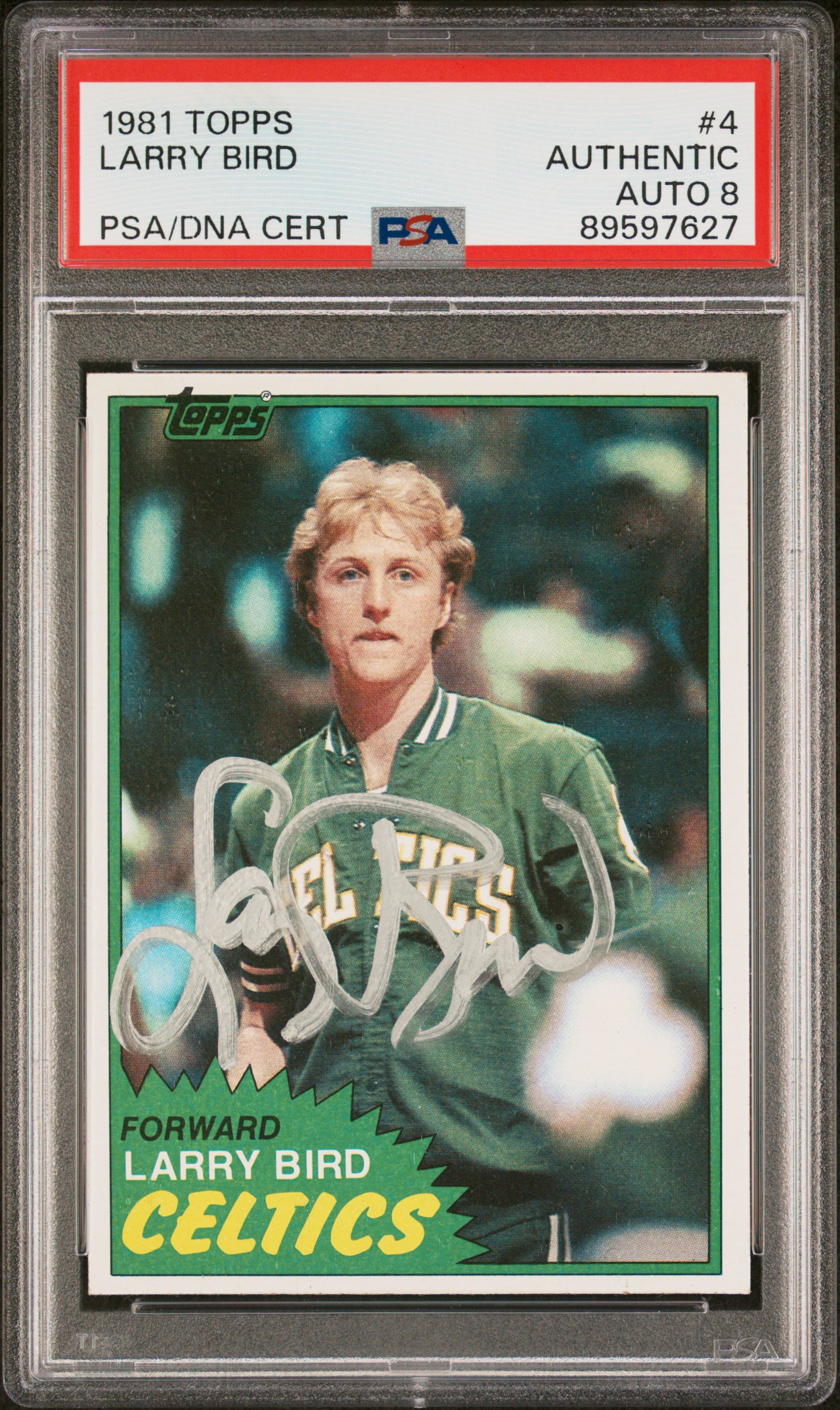 Larry Bird 1981 Topps Signed Basketball Card #4 Auto Graded PSA 8 89597627