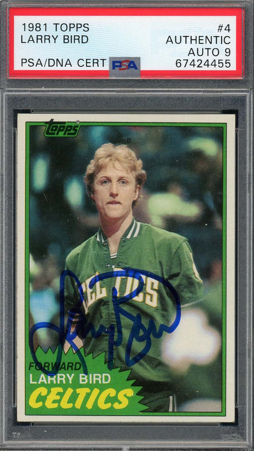 Larry Bird Autographed 1981 Topps Signed Basketball Card #4 Auto PSA 9 67424455