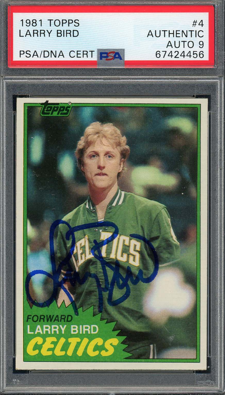 Larry Bird Autographed 1981 Topps Signed Basketball Card #4 Auto PSA 9 67424456