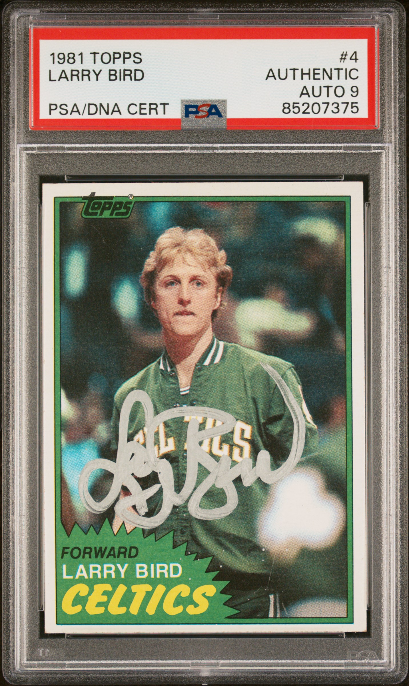 Larry Bird 1981 Topps Signed Basketball Card #4 Auto Graded PSA 9 85207375