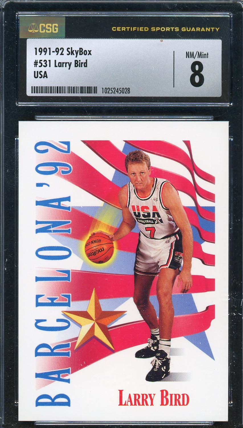 Larry Bird 1991 Skybox USA Basketball Team Card #531 Graded CSG 8 Larry Bird 1991 Skybox USA Basketball Team Card #531 Graded CSG 8