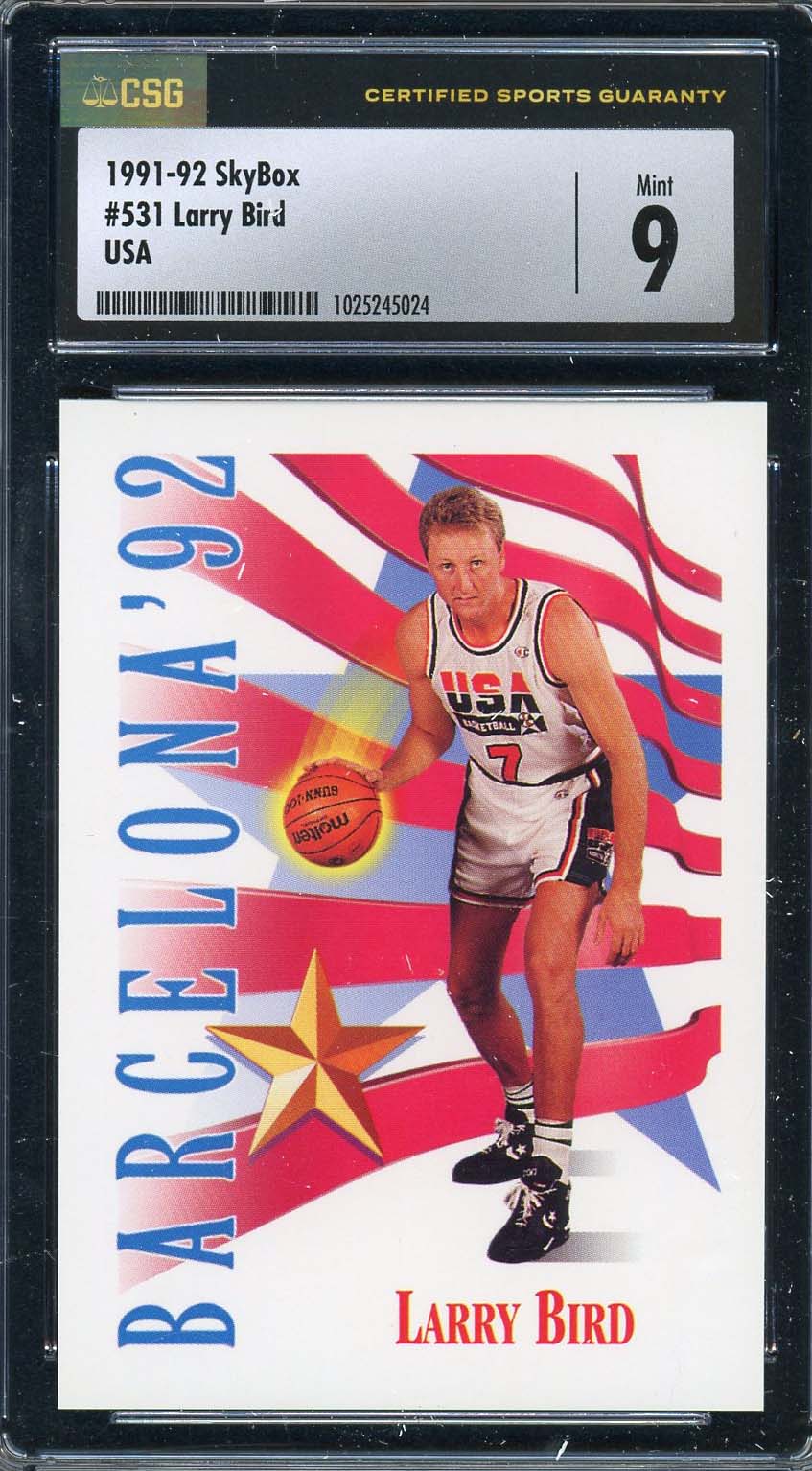 Larry Bird 1991 Skybox USA Basketball Team Card #531 Graded CSG 9 Larry Bird 1991 Skybox USA Basketball Team Card #531 Graded CSG 9