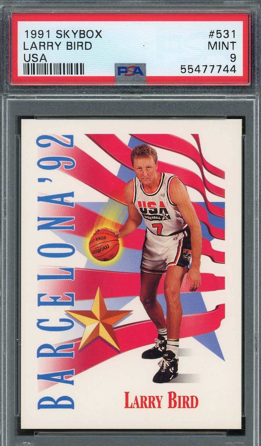 Larry Bird 1991 Skybox USA Basketball Team Card #531 Graded PSA 9