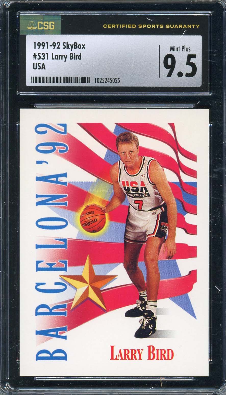 Larry Bird 1991 Skybox USA Basketball Team Card #531 Graded CSG 9.5 Larry Bird 1991 Skybox USA Basketball Team Card #531 Graded CSG 9.5
