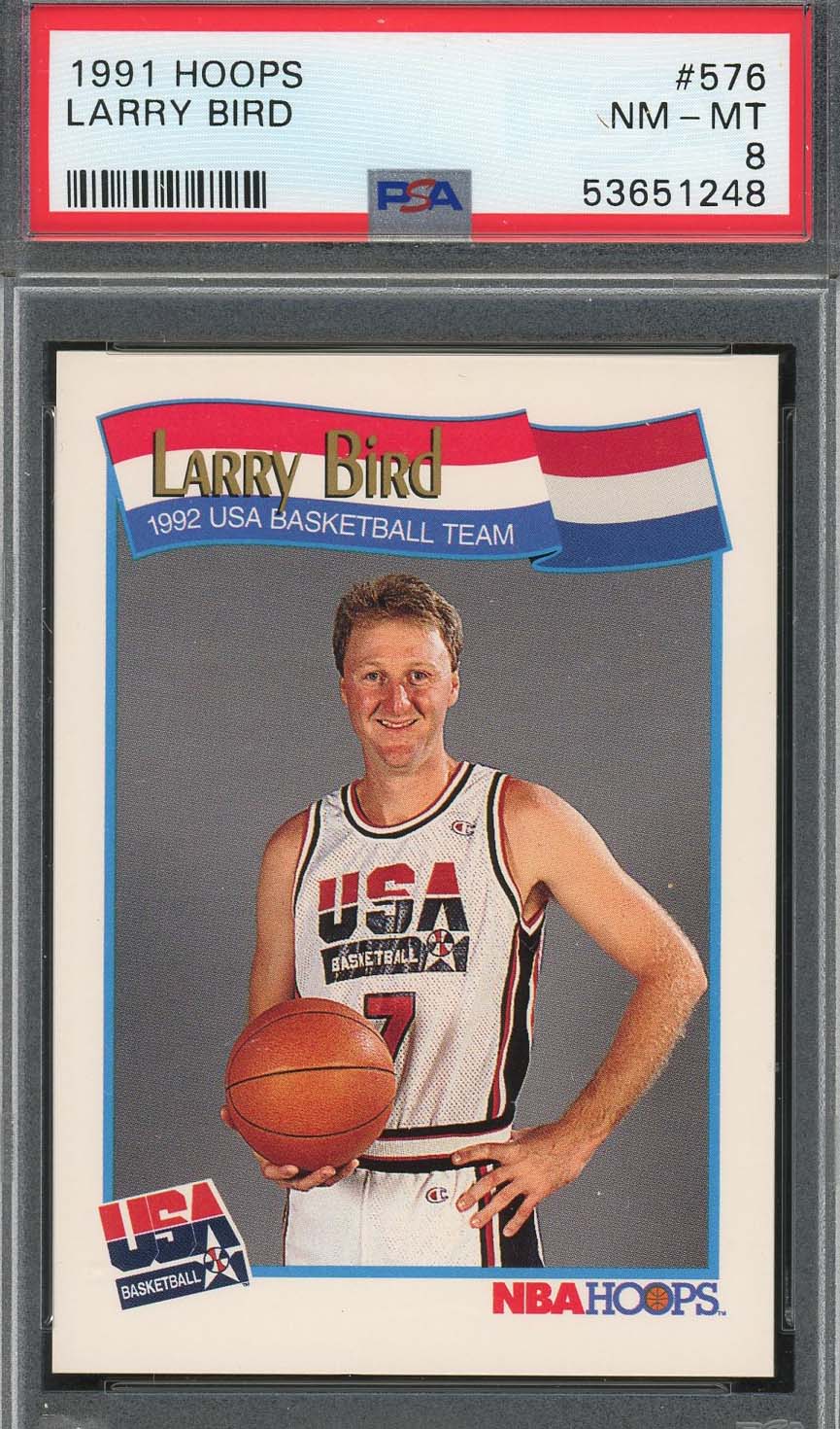 Larry Bird 1991 Hoops Basketball Card #576 Graded PSA 8