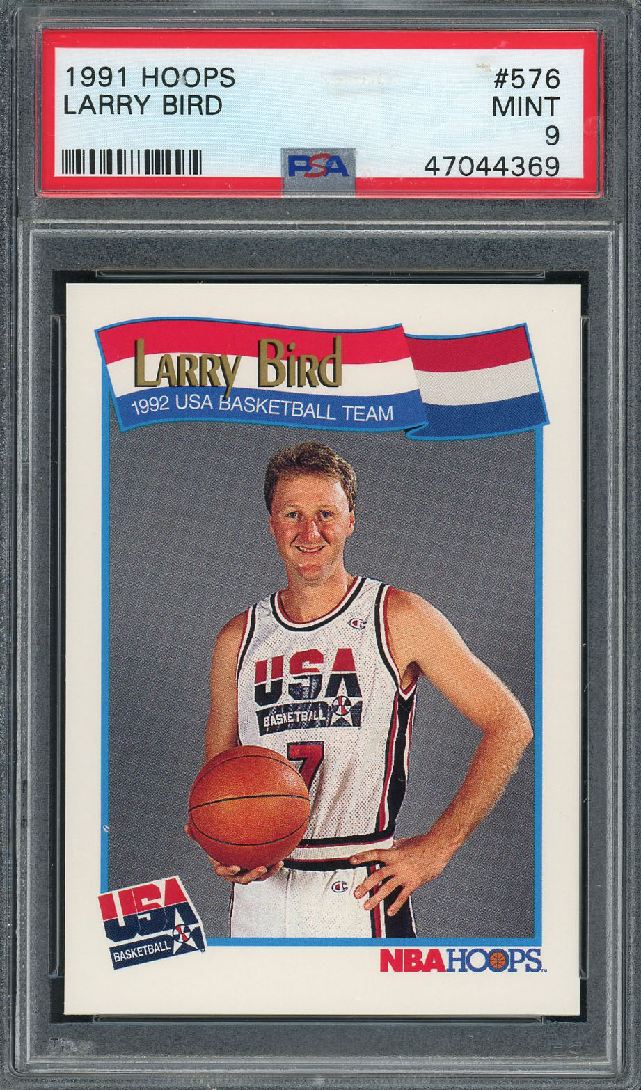 Larry Bird USA Basketball Team 1991 Hoops Basketball Card #576 Graded PSA 9 MINT Larry Bird USA Basketball Team 1991 Hoops Basketball Card #576 Graded PSA 9 MINT