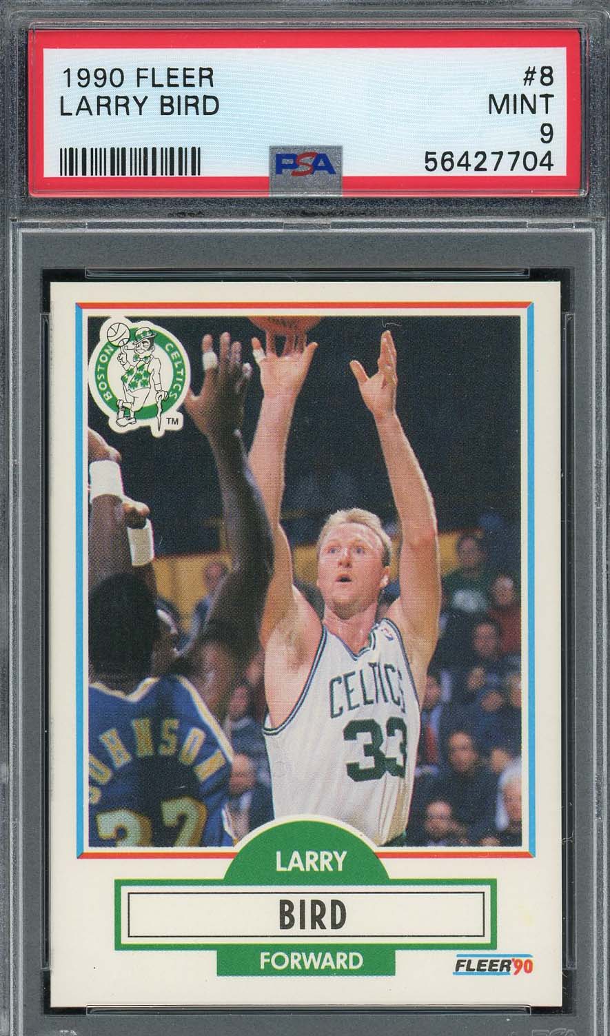 Larry Bird 1990 Fleer Basketball Card #8 Graded PSA 9
