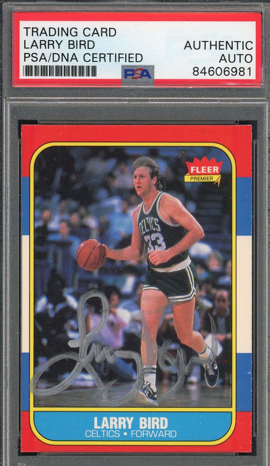 Larry Bird Autographed 1986 Fleer Signed Basketball Card #9 PSA Auto G