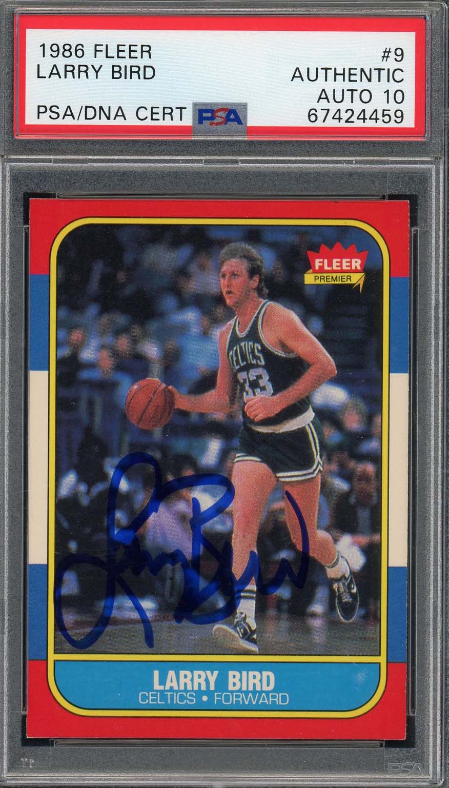 Larry Bird Autographed 1986 Fleer Signed Basketball Card #9 Auto PSA 10 67424459