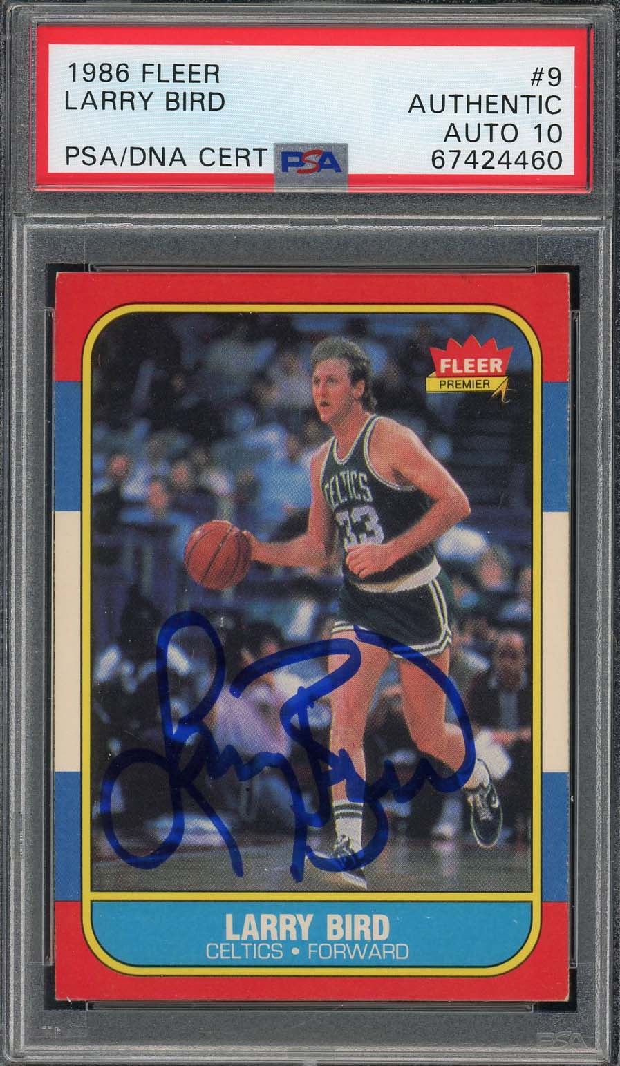 Larry Bird Autographed 1986 Fleer Signed Basketball Card #9 Auto PSA 10 67424460