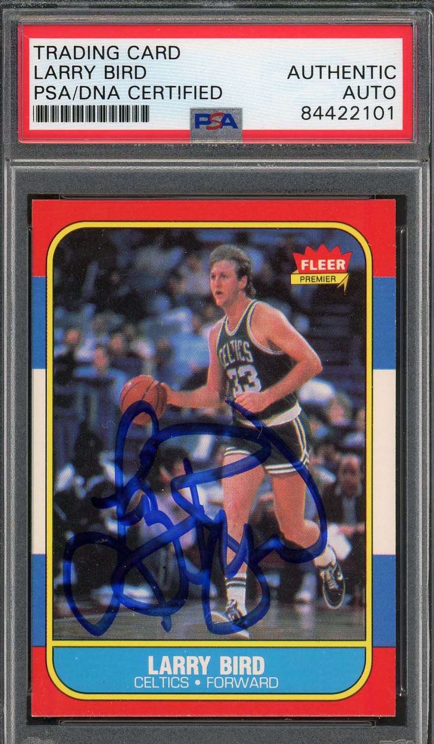 Larry Bird Autographed 1986 Fleer Signed Basketball Card #9 PSA DNA