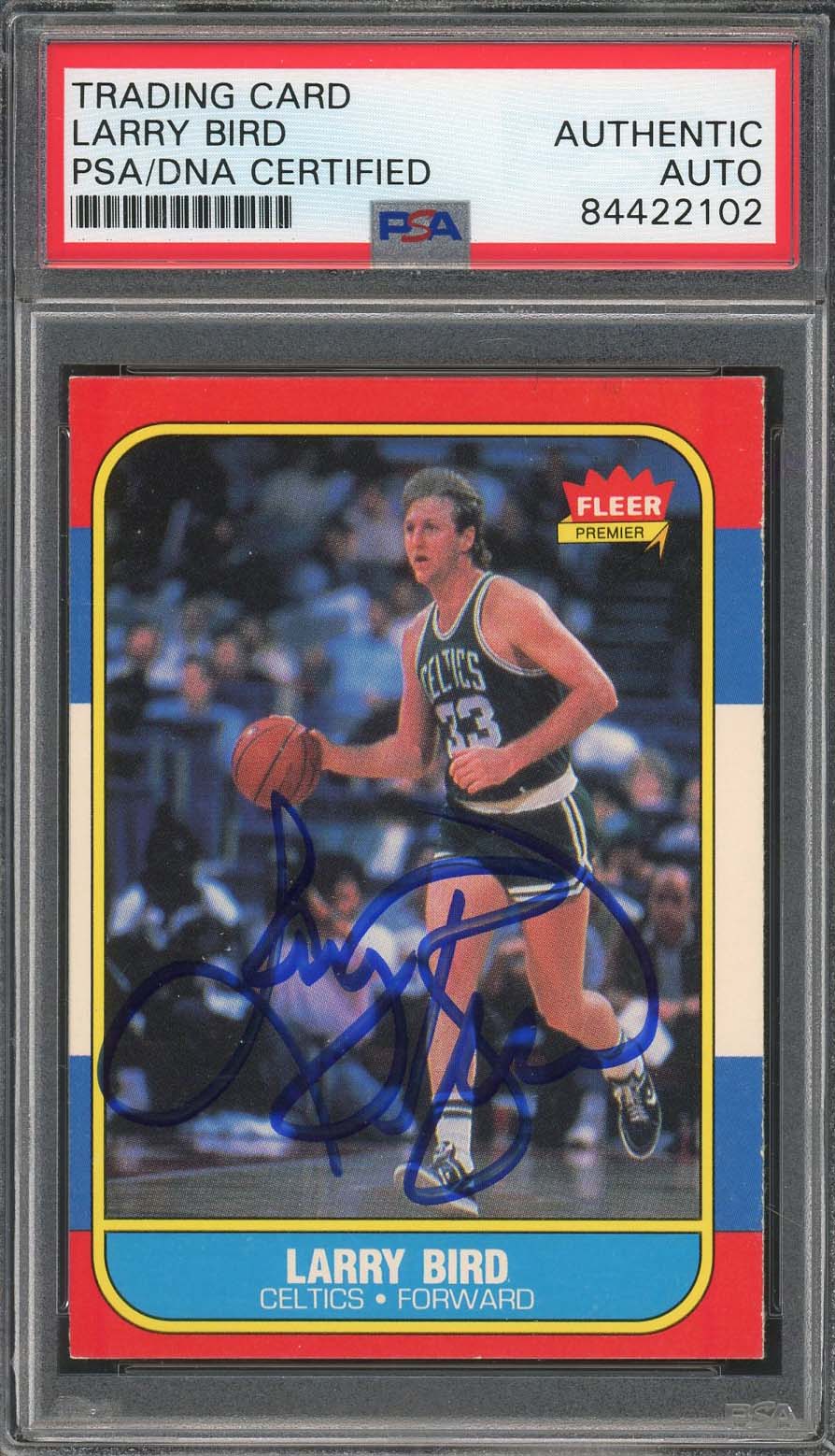Larry Bird Autographed 1986 Fleer Signed Basketball Card #9 PSA DNA A