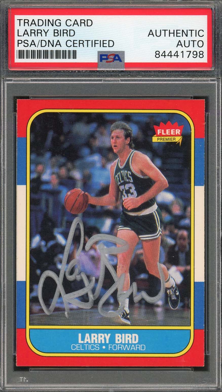Larry Bird Autographed 1986 Fleer Signed Basketball Card #9 PSA DNA C
