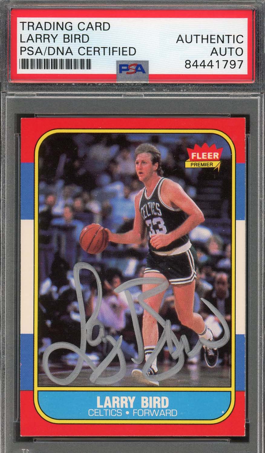 Larry Bird Autographed 1986 Fleer Signed Basketball Card #9 PSA DNA D