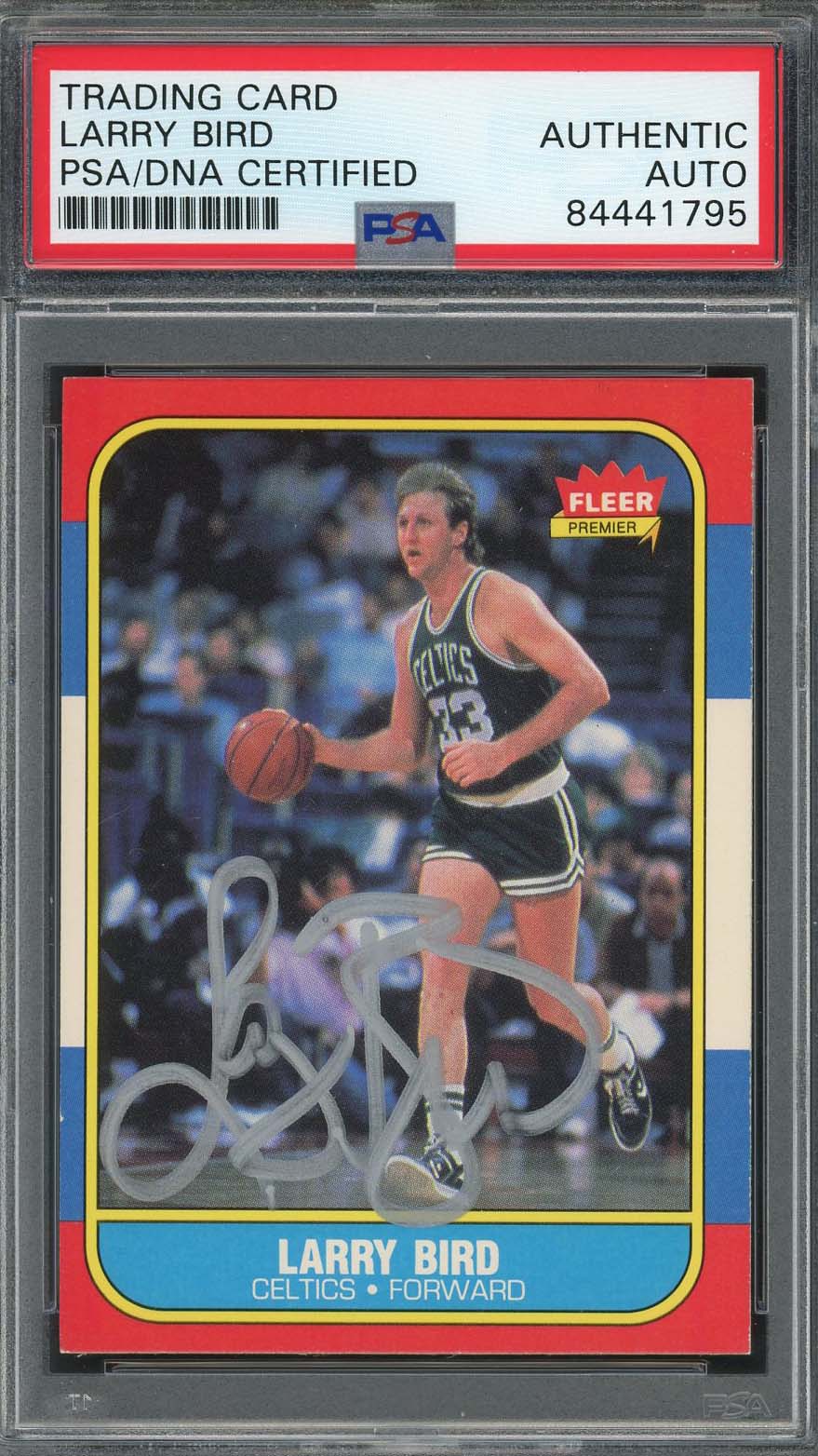 Larry Bird Autographed 1986 Fleer Signed Basketball Card #9 PSA DNA F