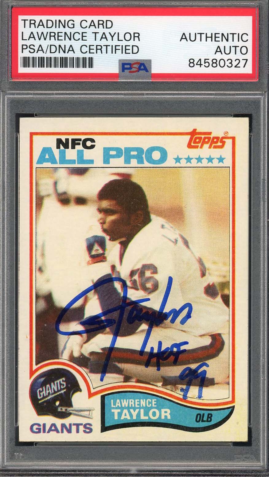 Lawrence Taylor Autographed 1981 Topps Signed Rookie Card #434 PSA Auto HOF 99