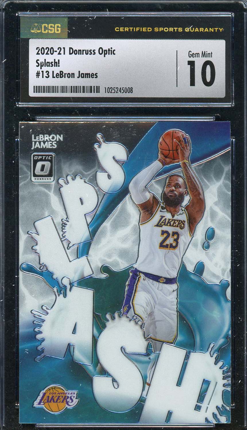 LeBron James 2020 Donruss Optic Splash! Basketball Card #13 Graded CSG 10 LeBron James 2020 Donruss Optic Splash! Basketball Card #13 Graded CSG 10