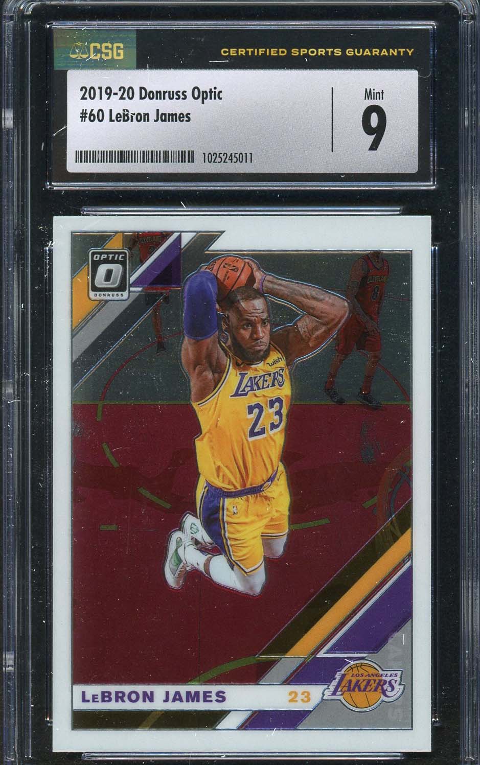 LeBron James 2019 Donruss Optic Basketball Card #60 Graded CSG 9 LeBron James 2019 Donruss Optic Basketball Card #60 Graded CSG 9