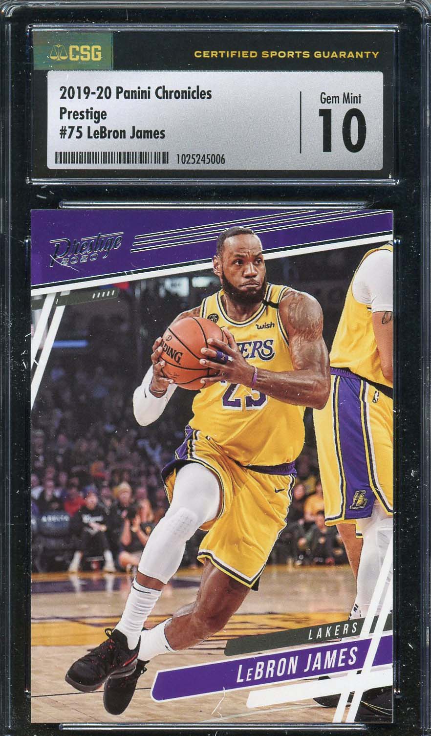 LeBron James 2019 Panini Chronicles Prestige Basketball Card #75 Graded CSG 10 LeBron James 2019 Panini Chronicles Prestige Basketball Card #75 Graded CSG 10