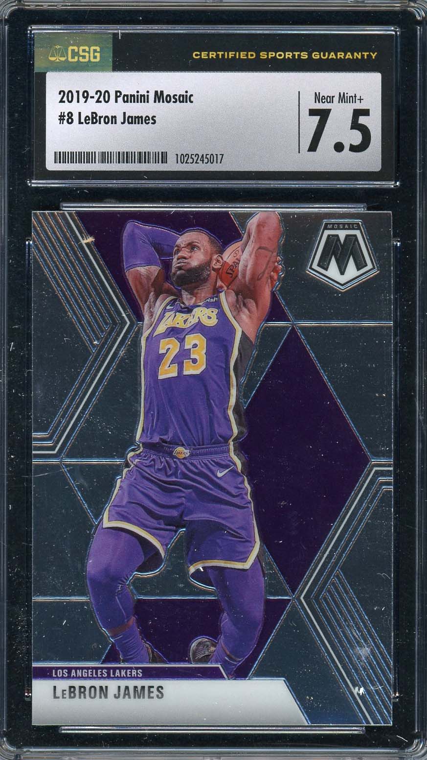 LeBron James 2019 Panini Mosaic Basketball Card #8 Graded CSG 7.5 LeBron James 2019 Panini Mosaic Basketball Card #8 Graded CSG 7.5
