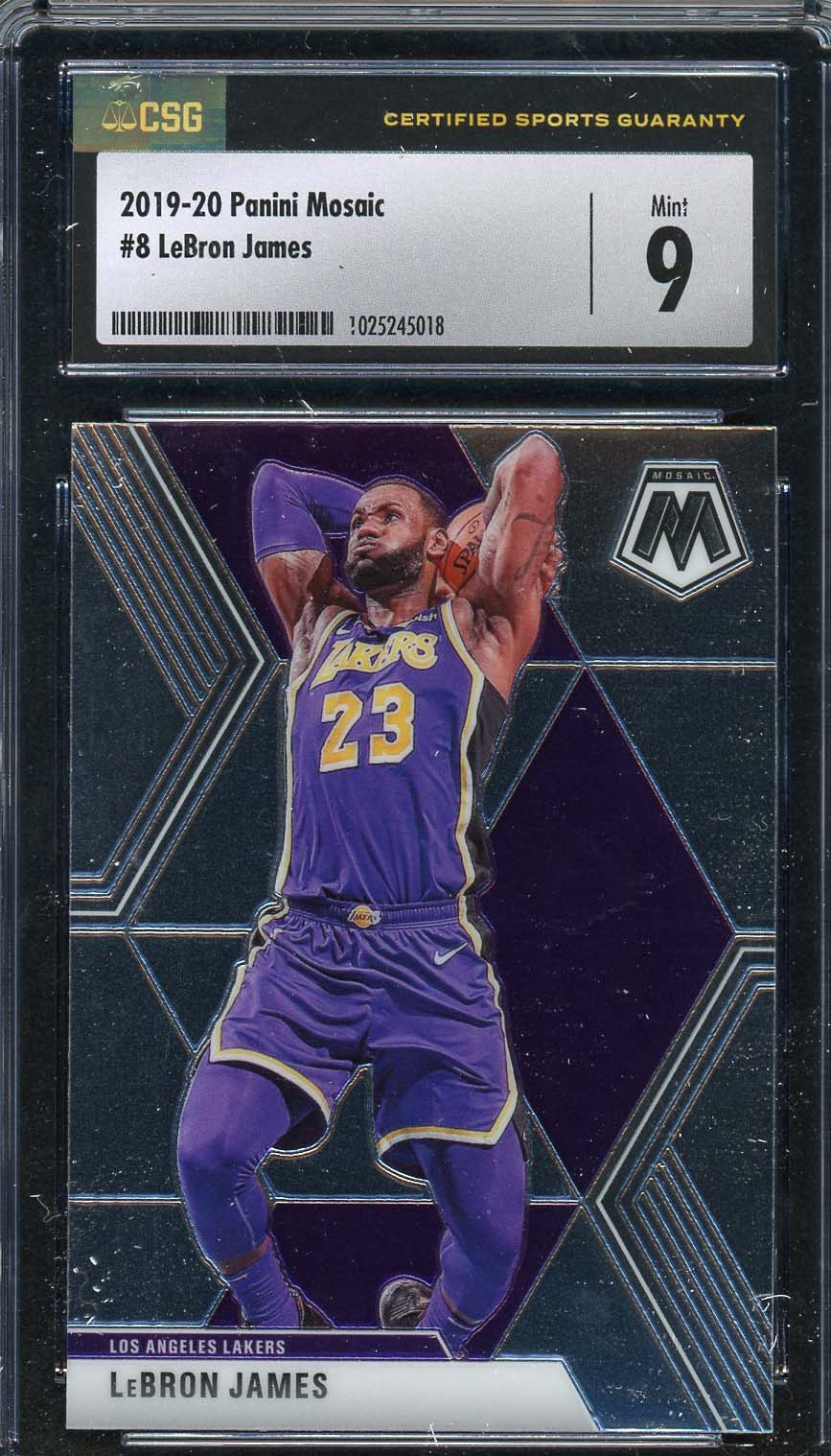 LeBron James 2019 Panini Mosaic Basketball Card #8 Graded CSG 9 LeBron James 2019 Panini Mosaic Basketball Card #8 Graded CSG 9