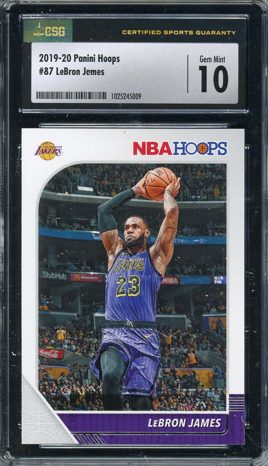 LeBron James 2019 Panini Hoops Basketball Card #87 Graded CSG 10 LeBron James 2019 Panini Hoops Basketball Card #87 Graded CSG 10