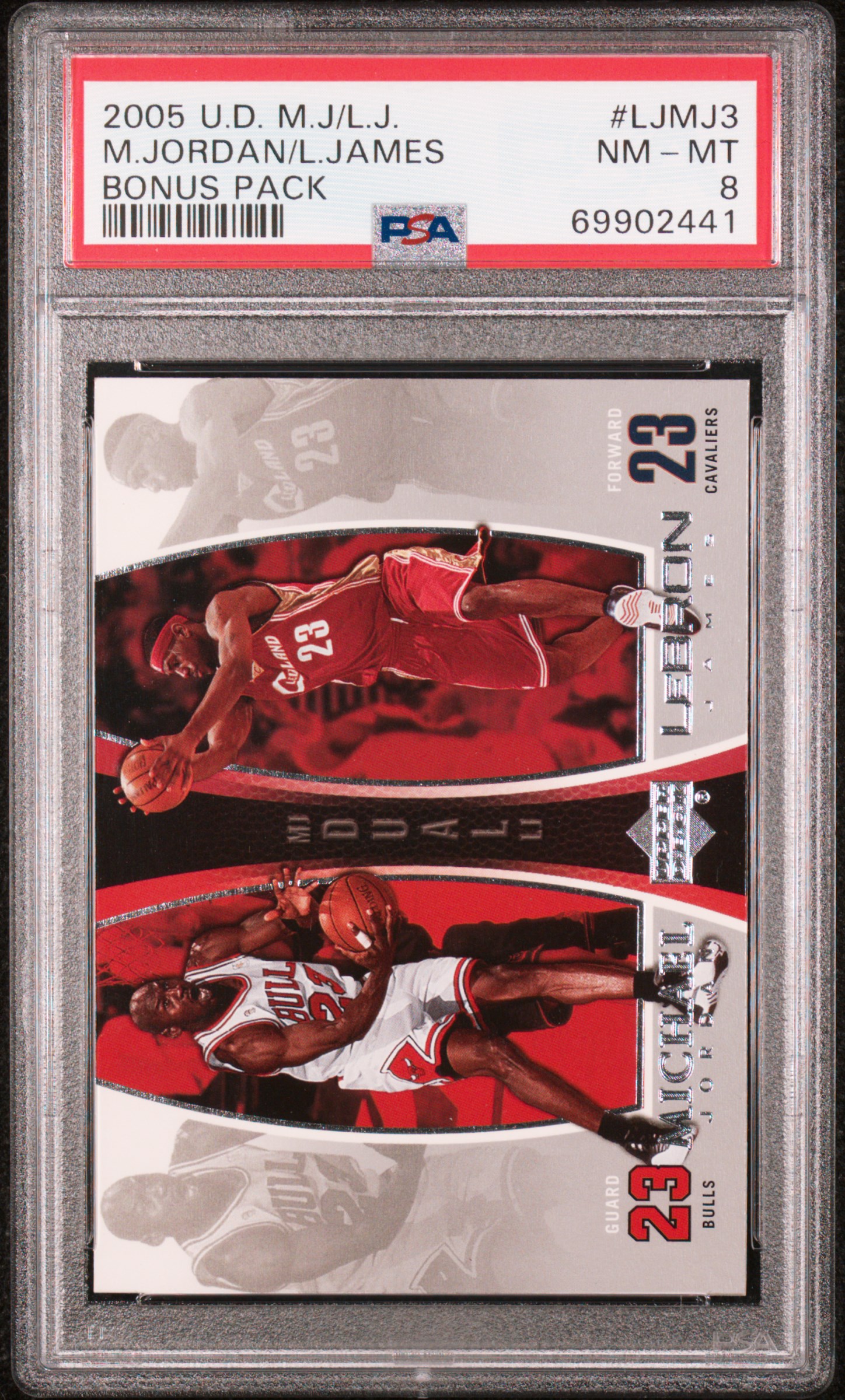 LeBron James Michael Jordan 2005 Upper Deck Bonus Basketball Card #LJMJ3 PSA 8