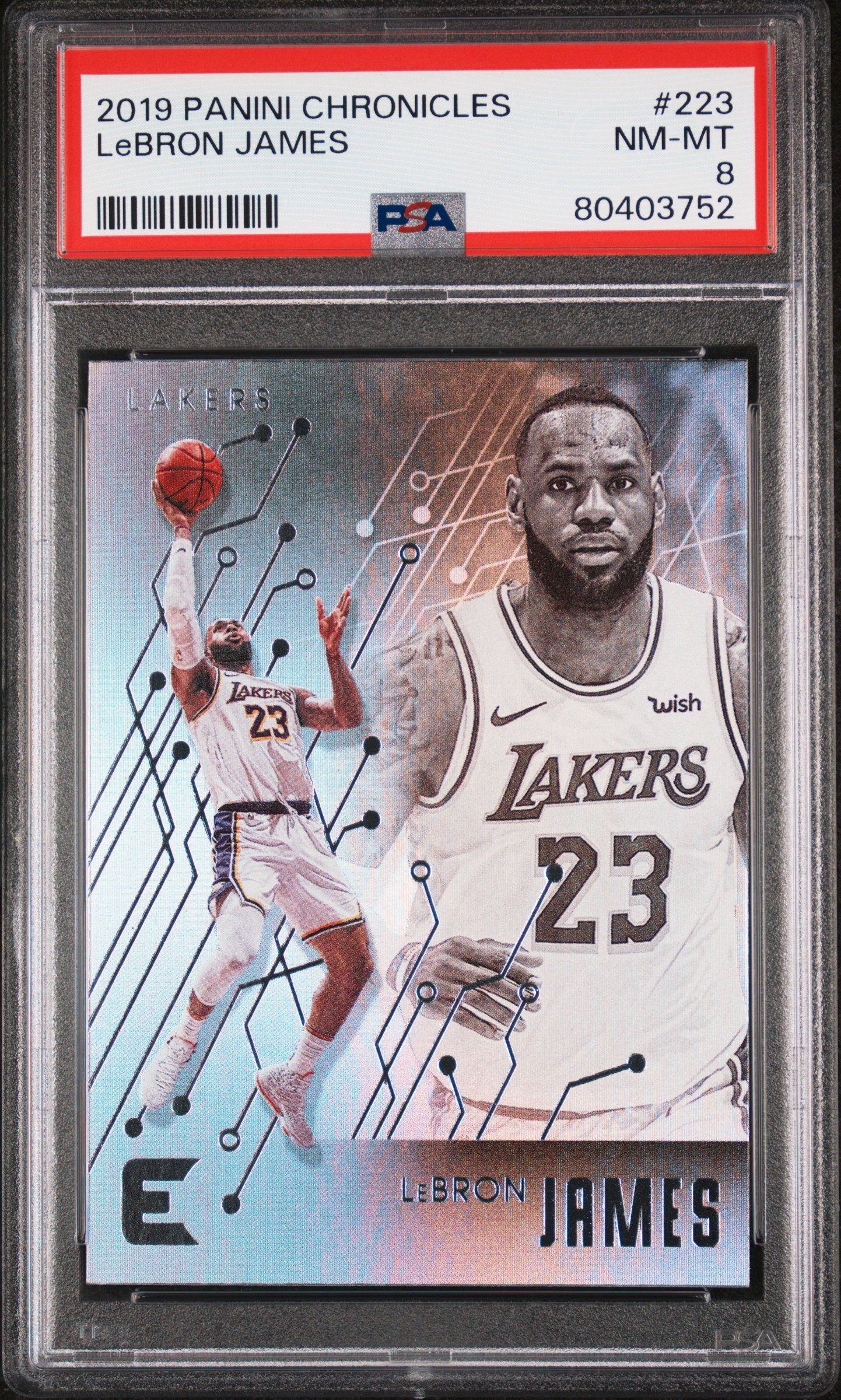 LeBron James 2019 Panini Chronicles Basketball Card #223 Graded PSA 8
