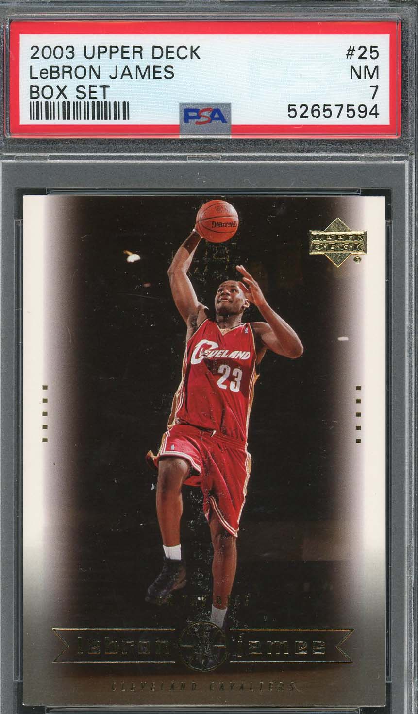 LeBron James 2003 Upper Deck Rookie Basketball Card RC #25 Graded PSA 7 LeBron James 2003 Upper Deck Rookie Basketball Card RC #25 Graded PSA 7