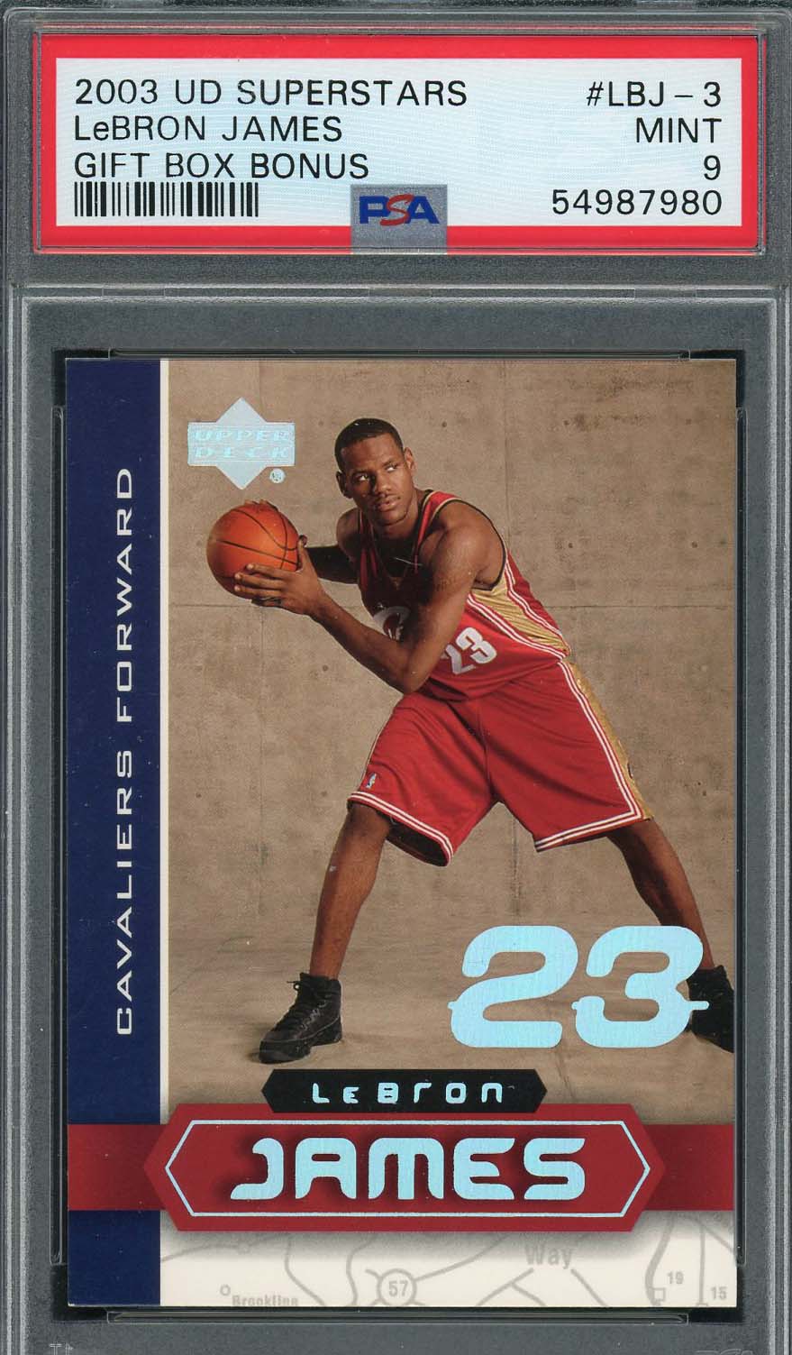 LeBron James 2003 Upper Deck Superstars Rookie Basketball Card #LBJ-3 PSA 9 LeBron James 2003 Upper Deck Superstars Rookie Basketball Card #LBJ-3 PSA 9