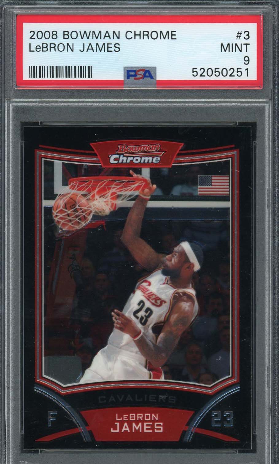 LeBron James 2008 Bowman Chrome Basketball Card #3 Graded PSA 9 LeBron James 2008 Bowman Chrome Basketball Card #3 Graded PSA 9