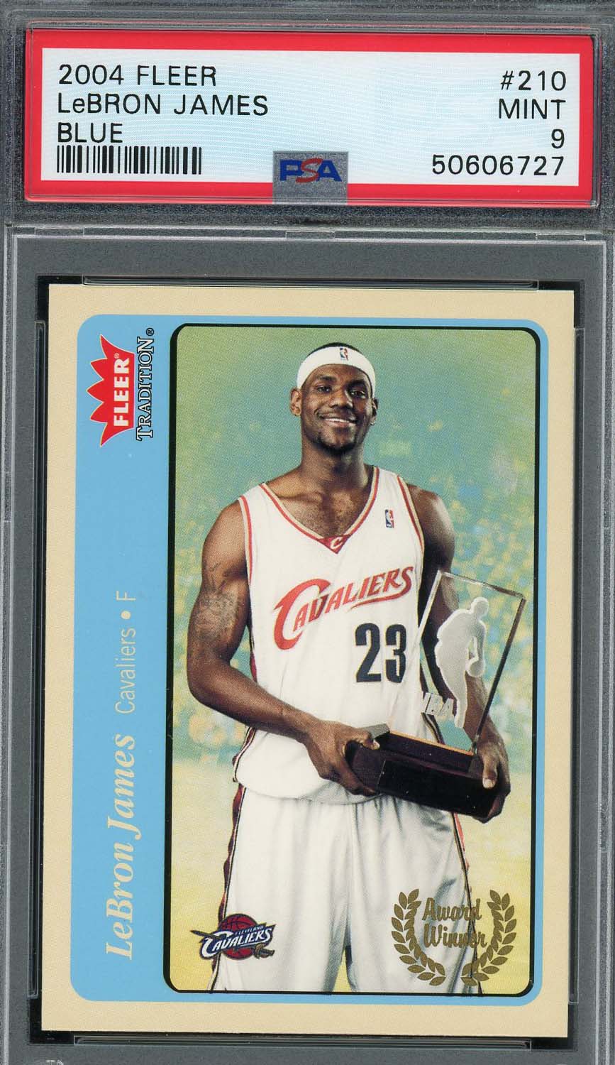 LeBron James 2004 Fleer Blue Basketball Card #210 Graded PSA 9 LeBron James 2004 Fleer Blue Basketball Card #210 Graded PSA 9