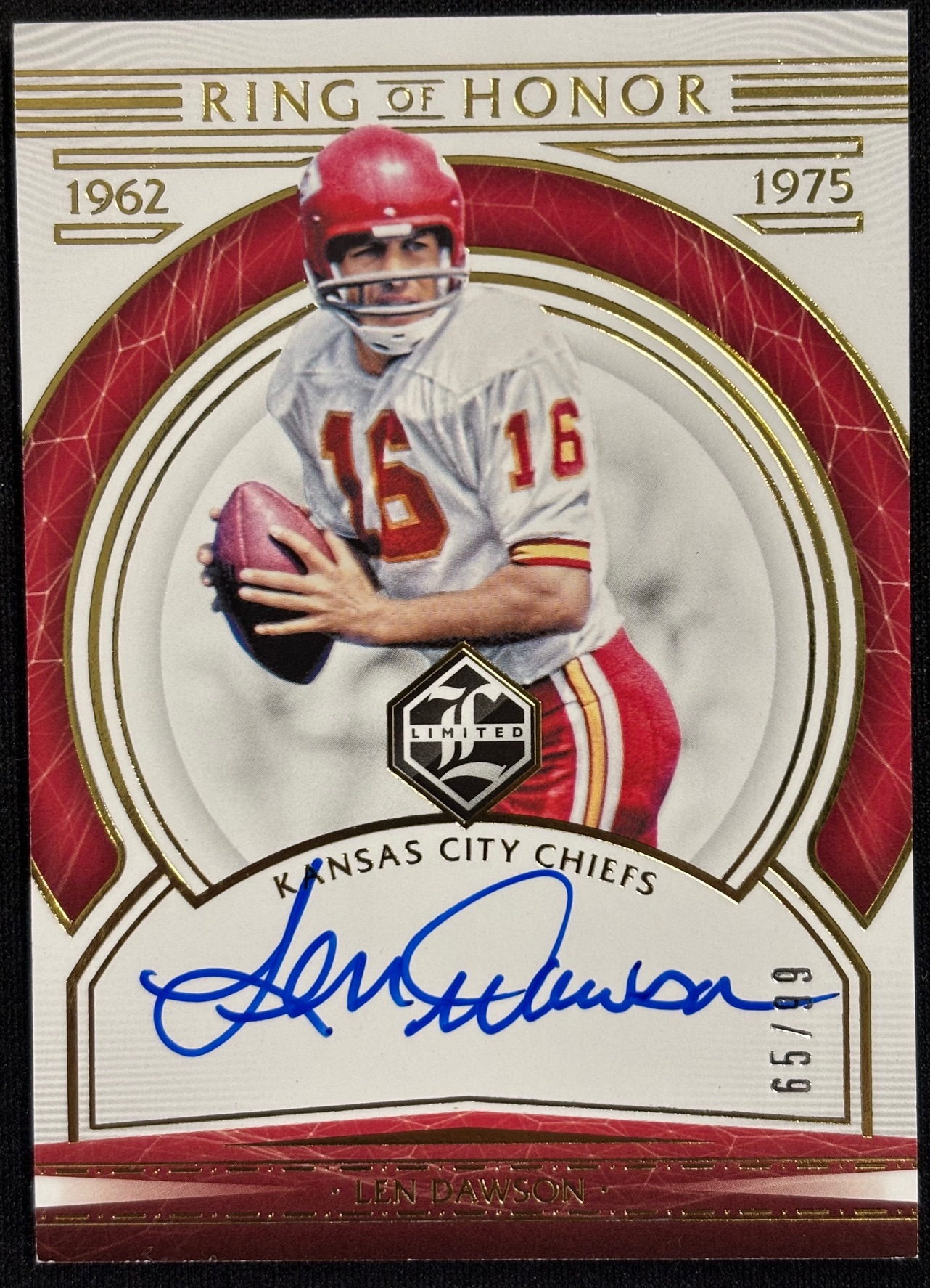 Len Dawson 2020 Panini Limited Ring of Honor Signed Football Card #ROH-LD Auto 65/99