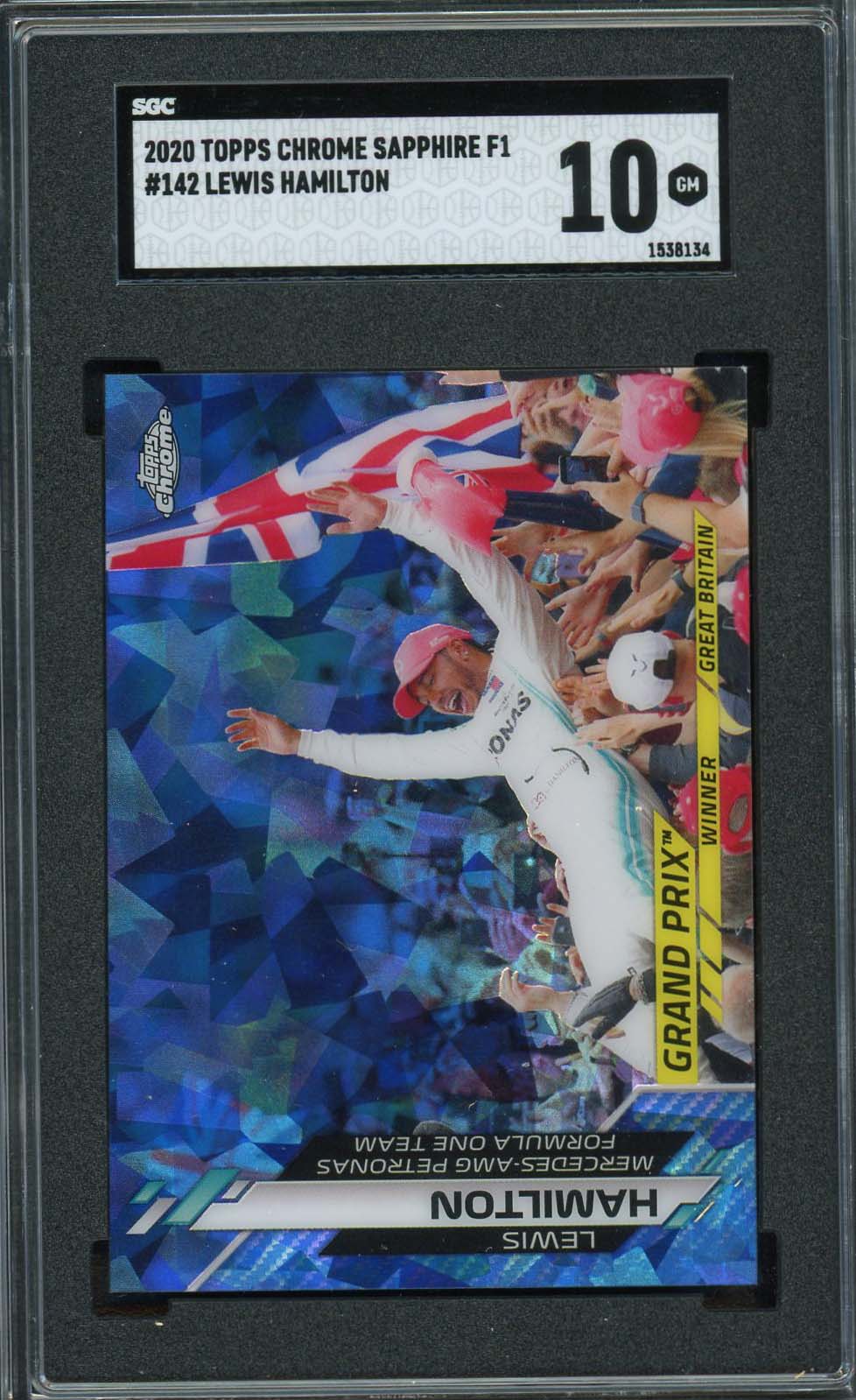 Lewis Hamilton 2020 Topps Chrome Sapphire F1 Card #142 Graded SGC 10