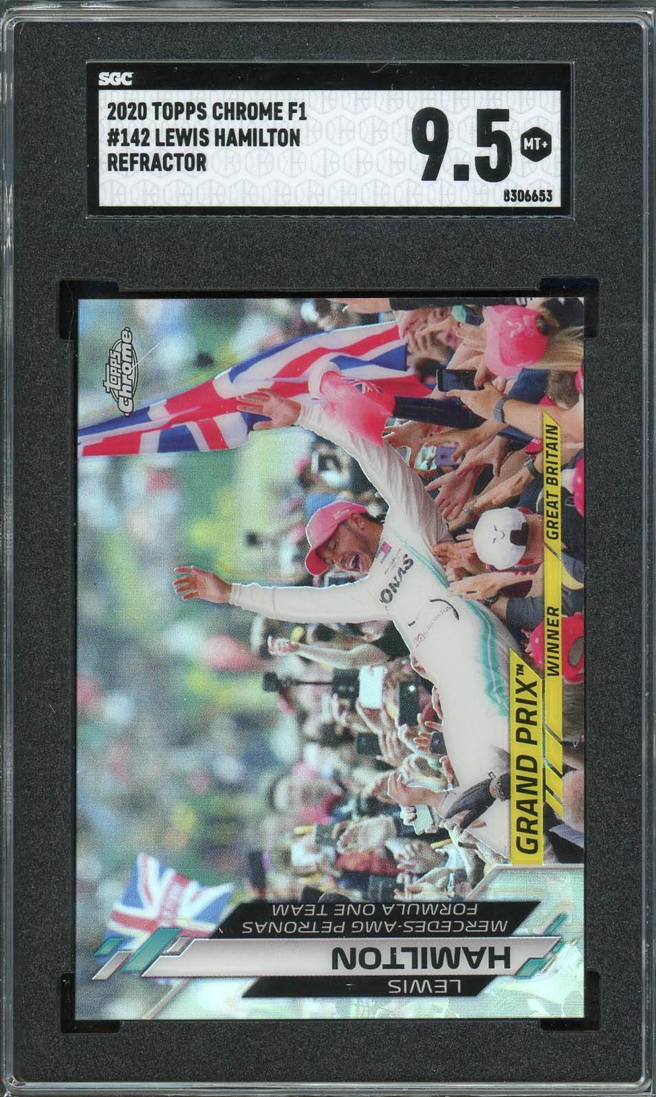 Lewis Hamilton 2020 Topps Chrome F1 Refractor Card #142 Graded SGC 9.5