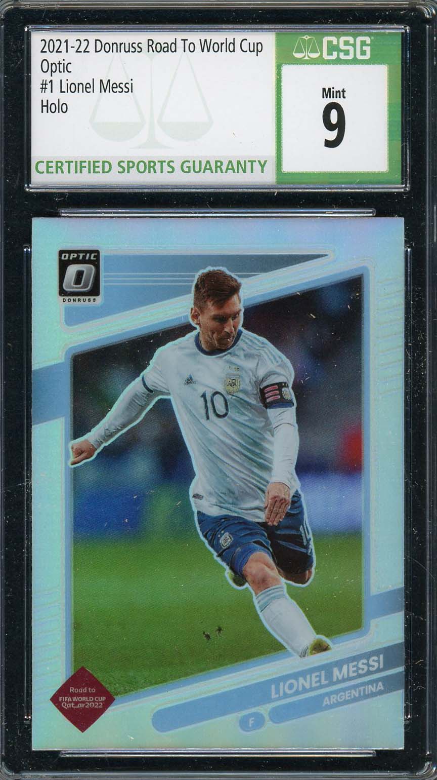 Lionel Messi 2021 Donruss Hologram Soccer Card #1 Graded CSG 9 Lionel Messi 2021 Donruss Hologram Soccer Card #1 Graded CSG 9