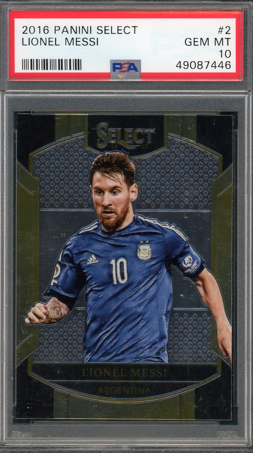 Lionel Messi 2016 Panini Select Soccer Card #2 Graded PSA 10