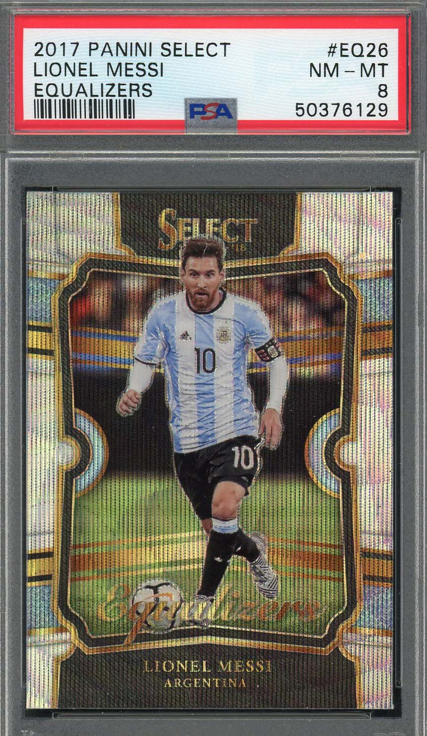 Lionel Messi 2017 Panini Select Equalizers Prizm Soccer Graded Card #EQ26 PSA 8