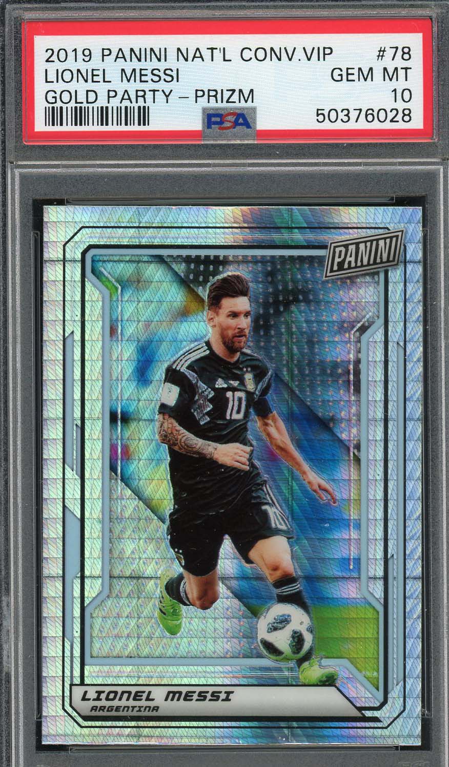 Lionel Messi 2019 Panini National Convention VIP Gold Prizm Card #78 PSA 10