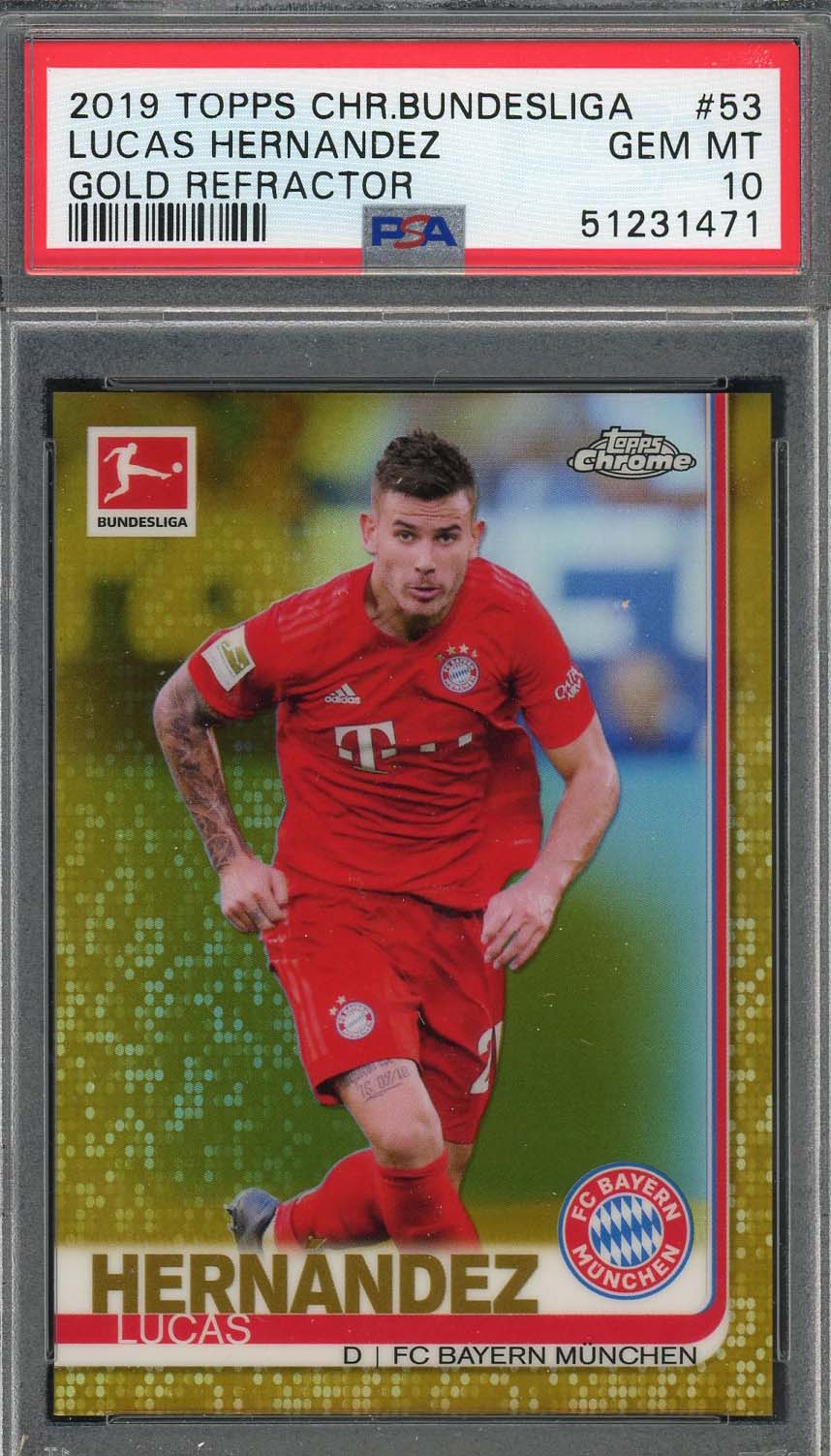 Lucas Hernandez 2019 Topps Chrome Bundesliga Gold Refractor Card PSA 10 /50